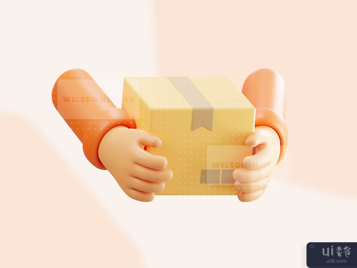 Hand holding box - Delivery 3D Illustration Pack