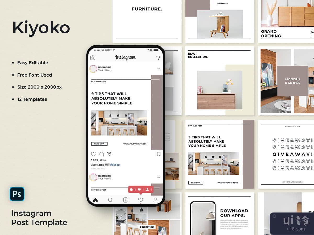 Kiyoko - Furniture Social Media Post Template