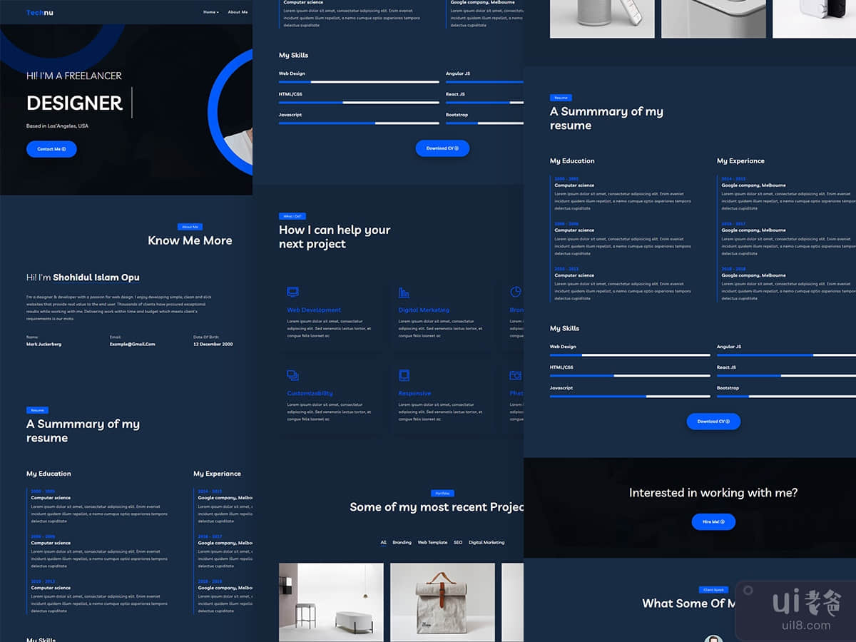 Html Template one page drak v1