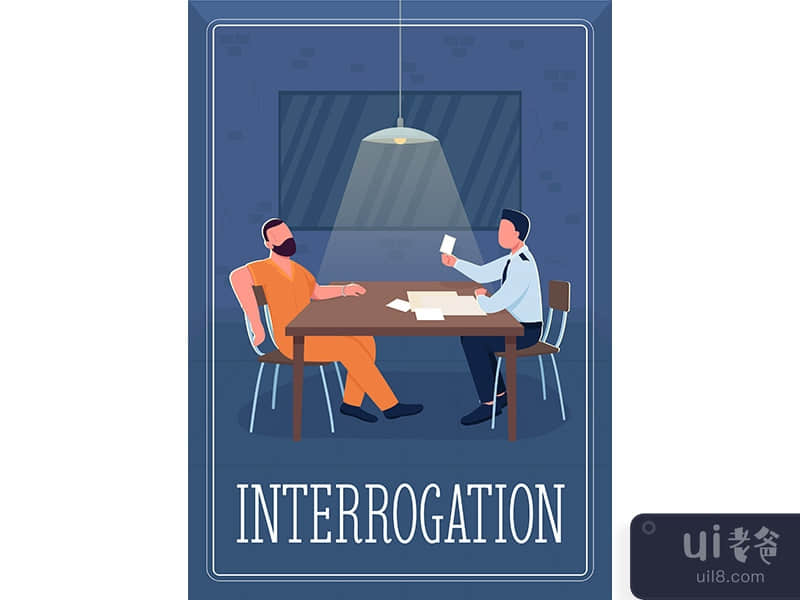 Interrogation poster flat vector template