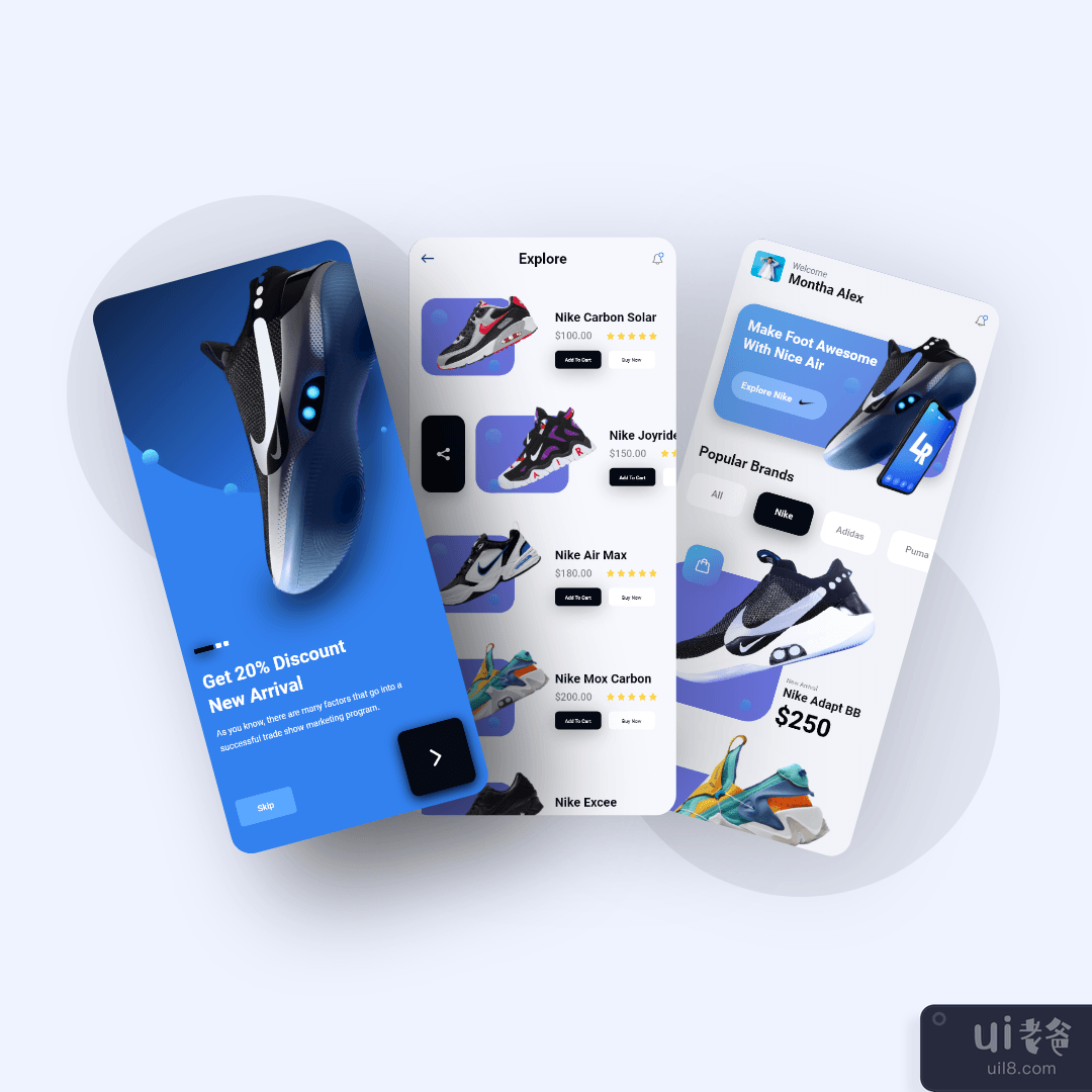 运动鞋移动应用设计（轻量版）(Sneakers Mobile Application Design (Light Version))插图3