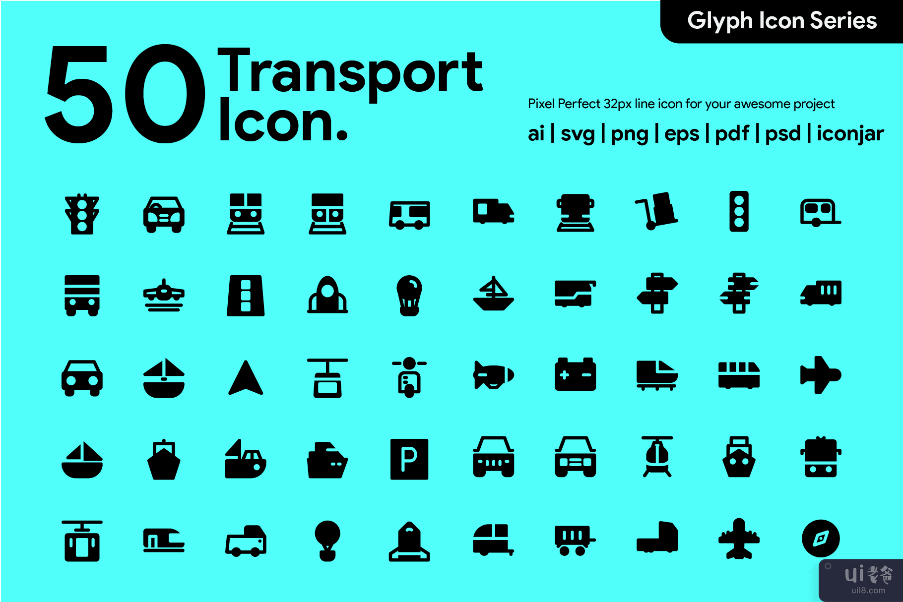 Kawaicon - 50 交通标志图标(Kawaicon - 50 Transportation Glyph Icon)插图7