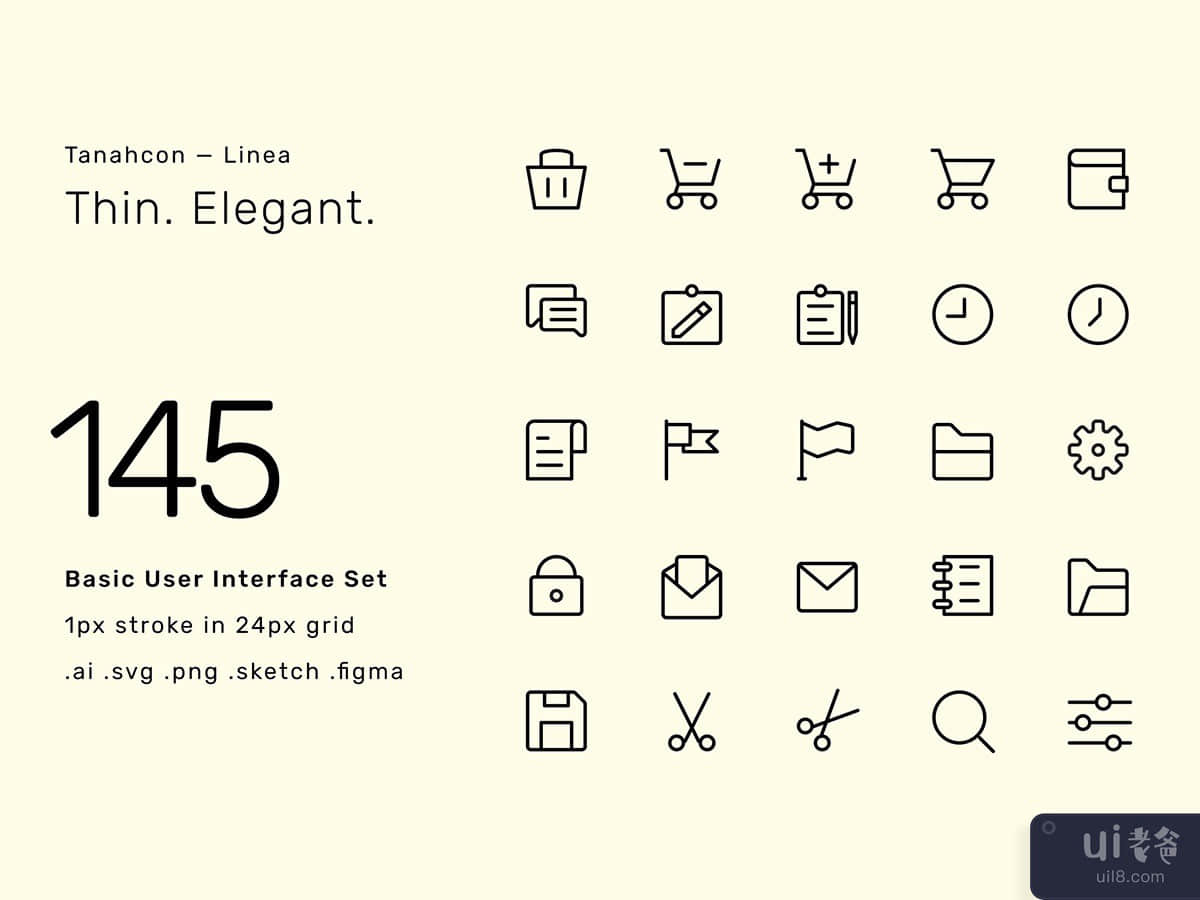 145 Basic UI Icon Set - Linea