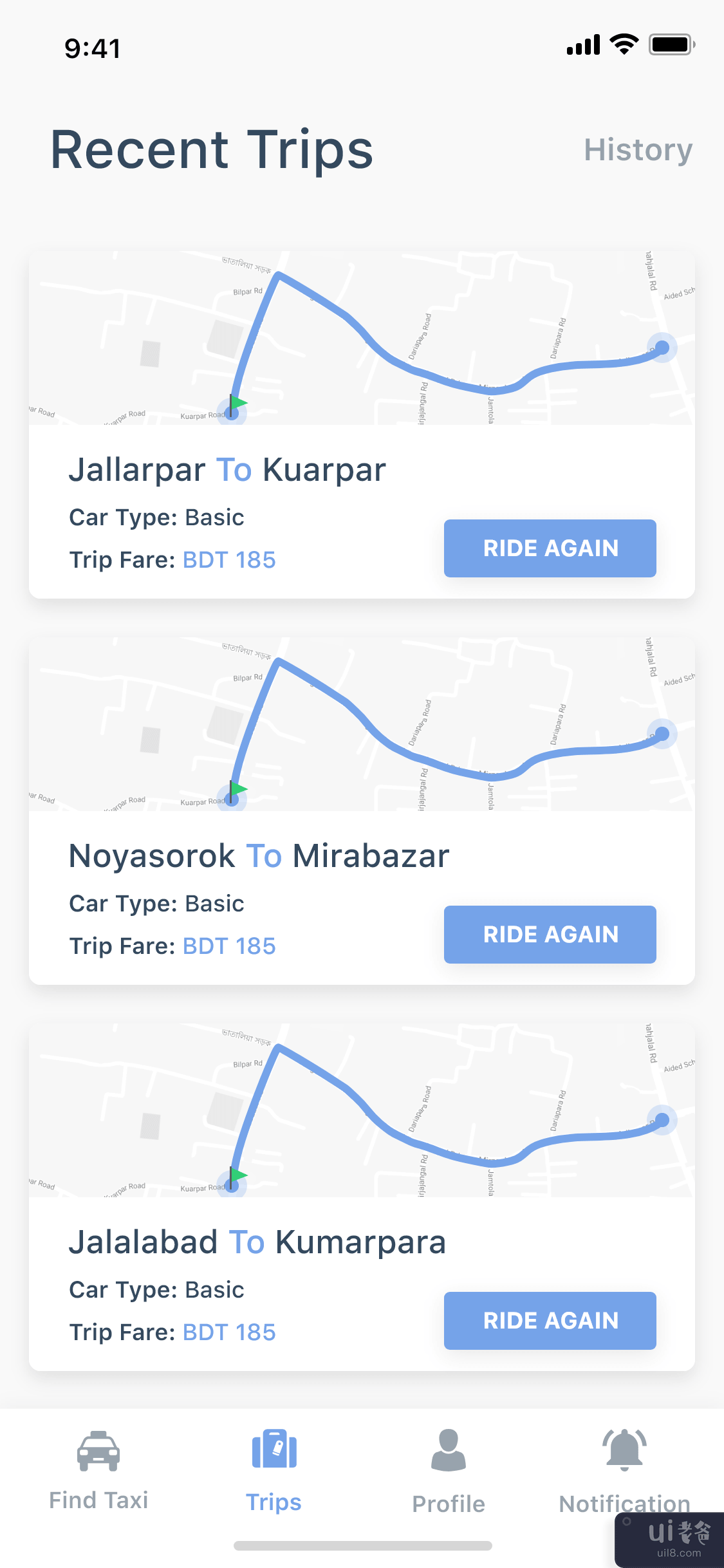 出租车预订移动应用程序 UI 套件(Taxi Booking Mobile App UI Kit)插图1