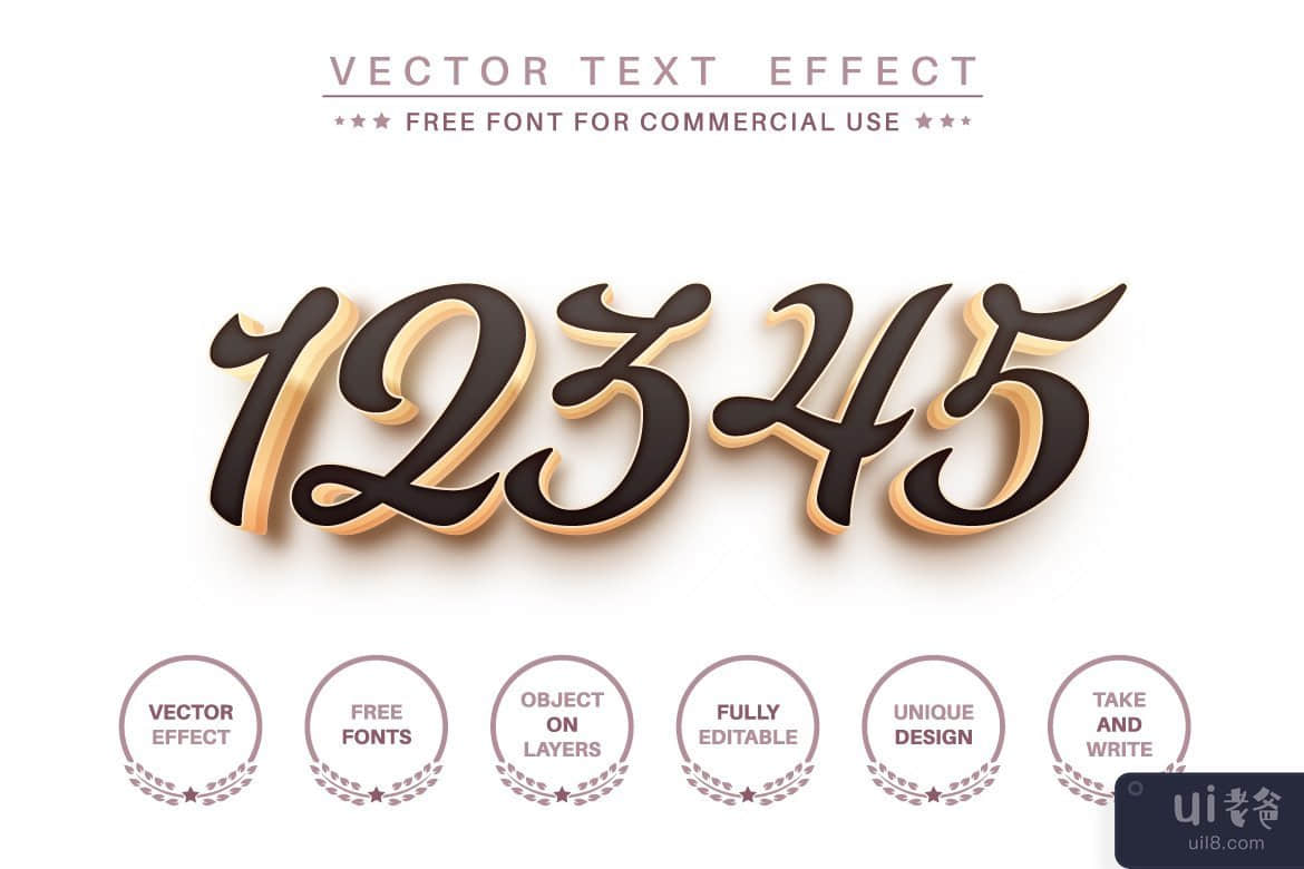 深金色 - 可编辑的文本效果、字体样式(Dark gold - editable text effect,  font style)插图2