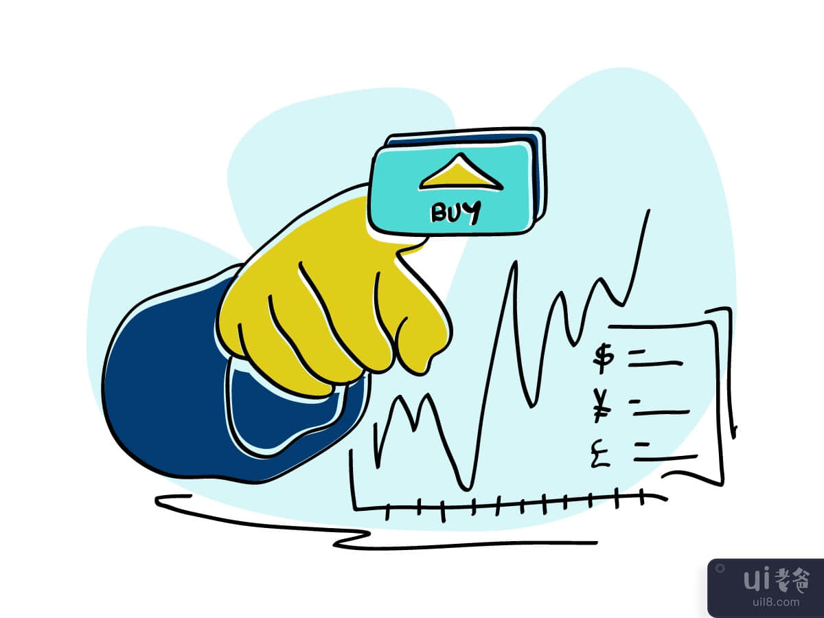 Buy Stocks flat Illustration Investing Business