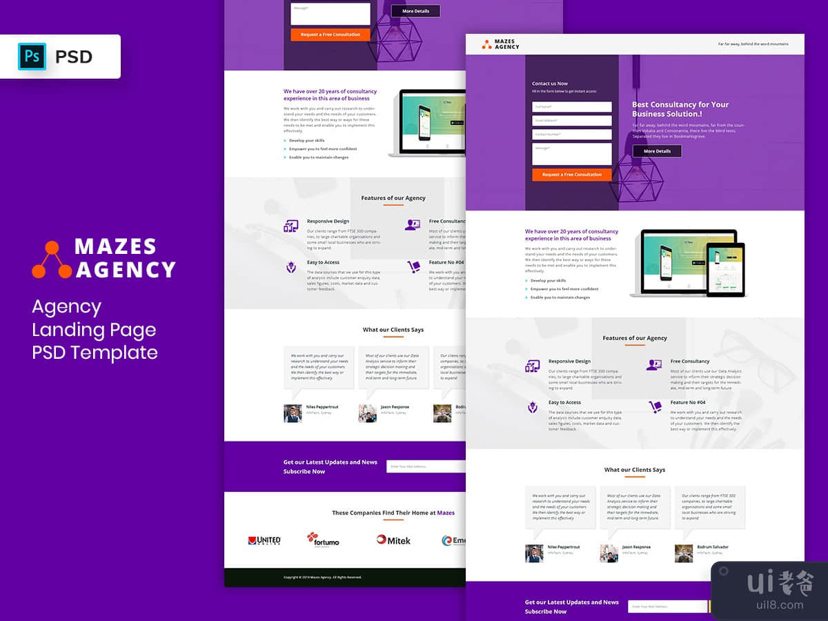 Agency Landing Page PSD Template