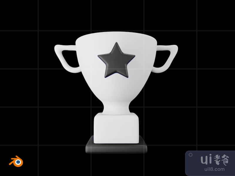 Trophy - 3D Futuristic game item (front)