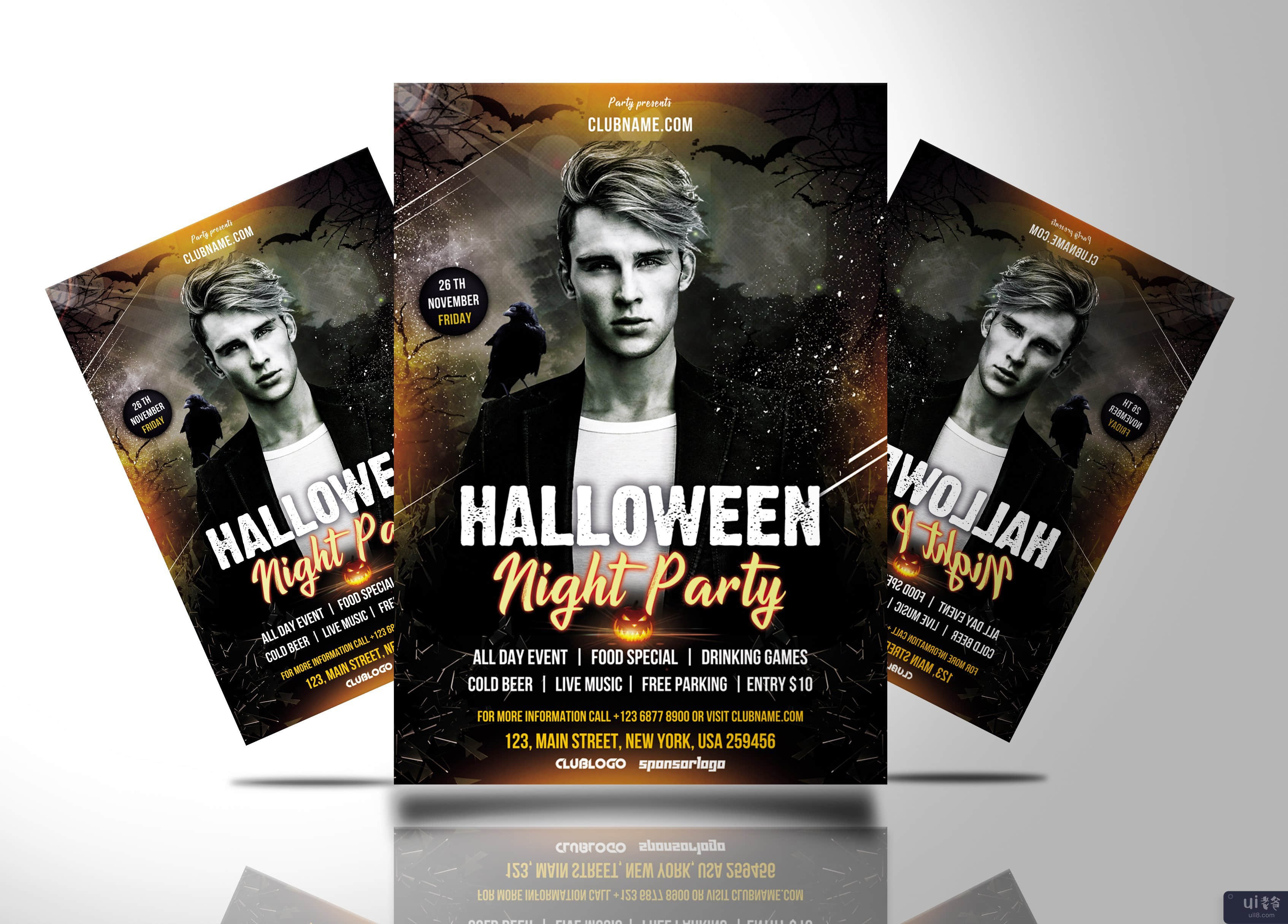 万圣节之夜派对传单(Halloween Night Party Flyer)插图1