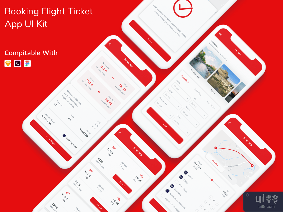 Booking Flight Ticket App UI Kit