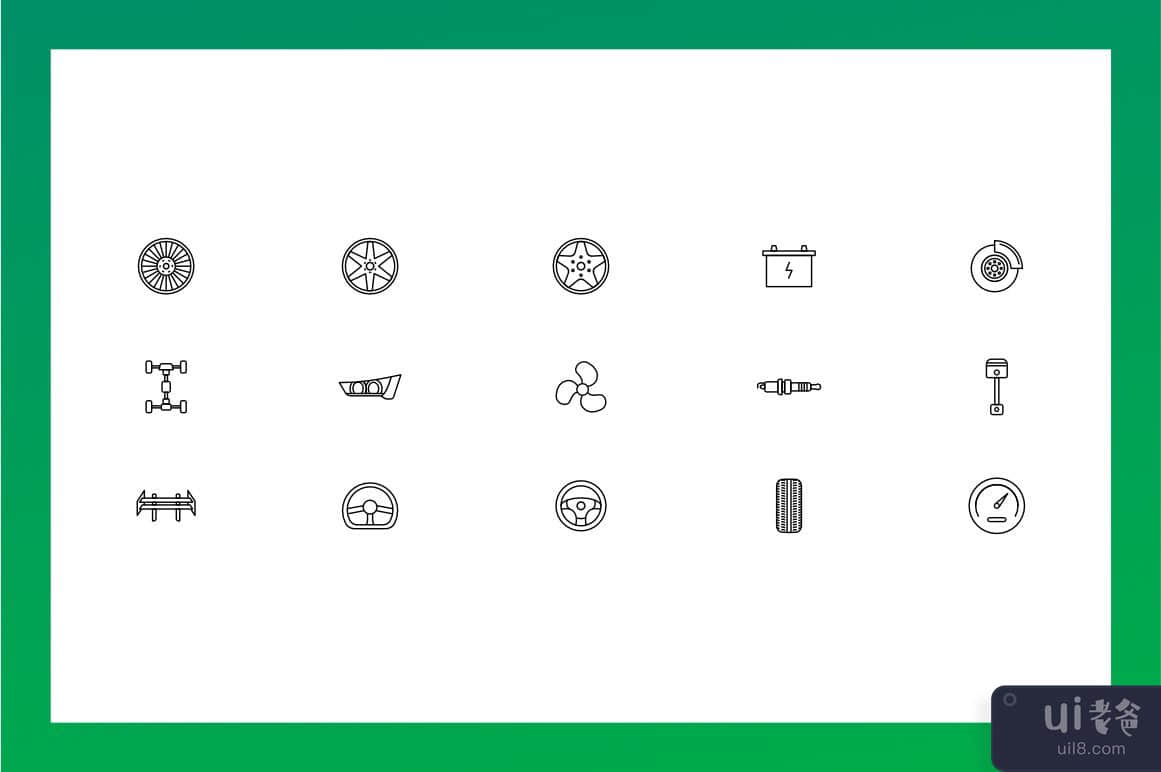 汽车零件图标集(Car Parts Icons Set)插图