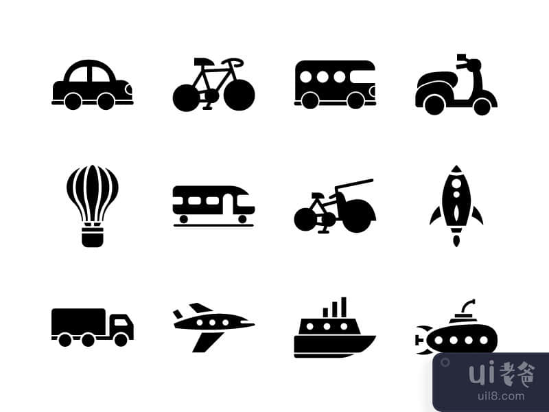 Transportation Icon Set Glyph