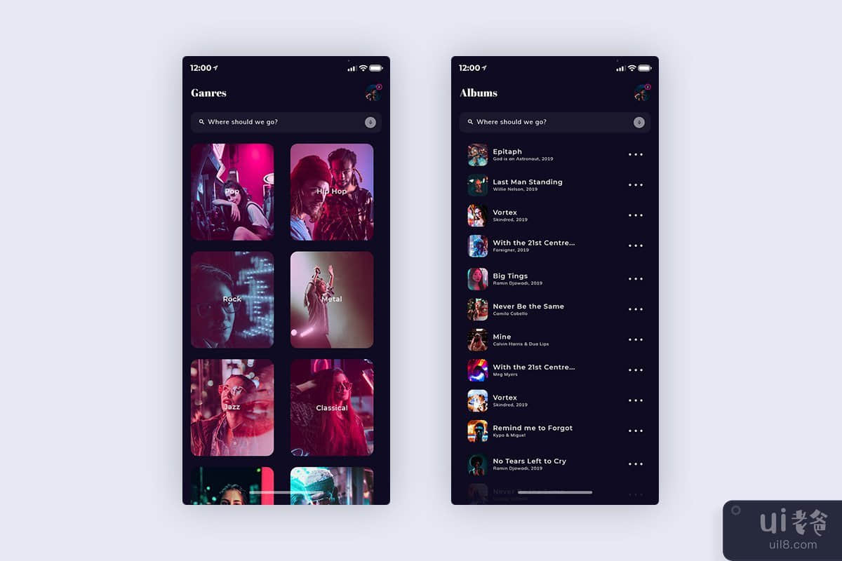 Xonique-Music Mobile App UI Kit Dark Version (SKETCH)(Xonique-Music Mobile App UI Kit Dark Version (SKETCH))插图2