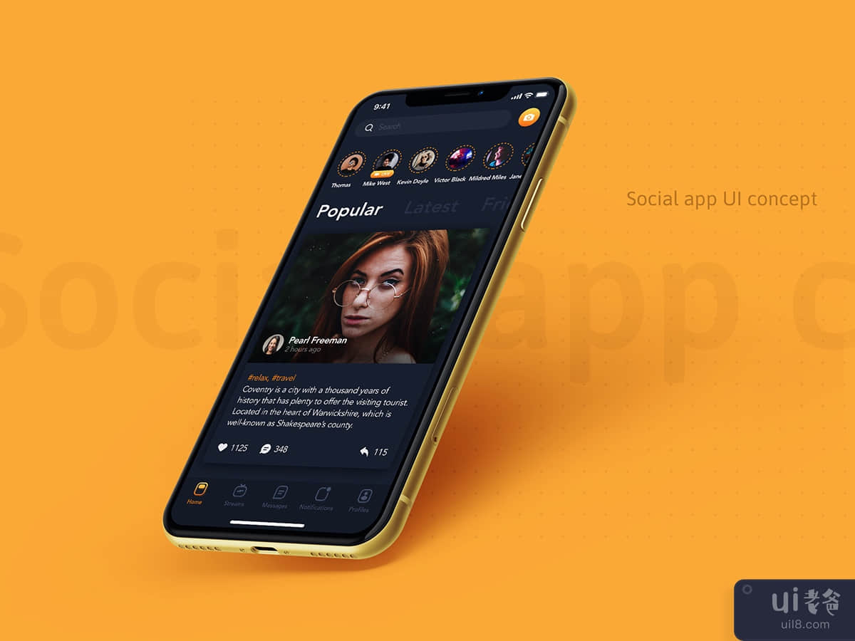 Feed screen - Social mobile UI concept
