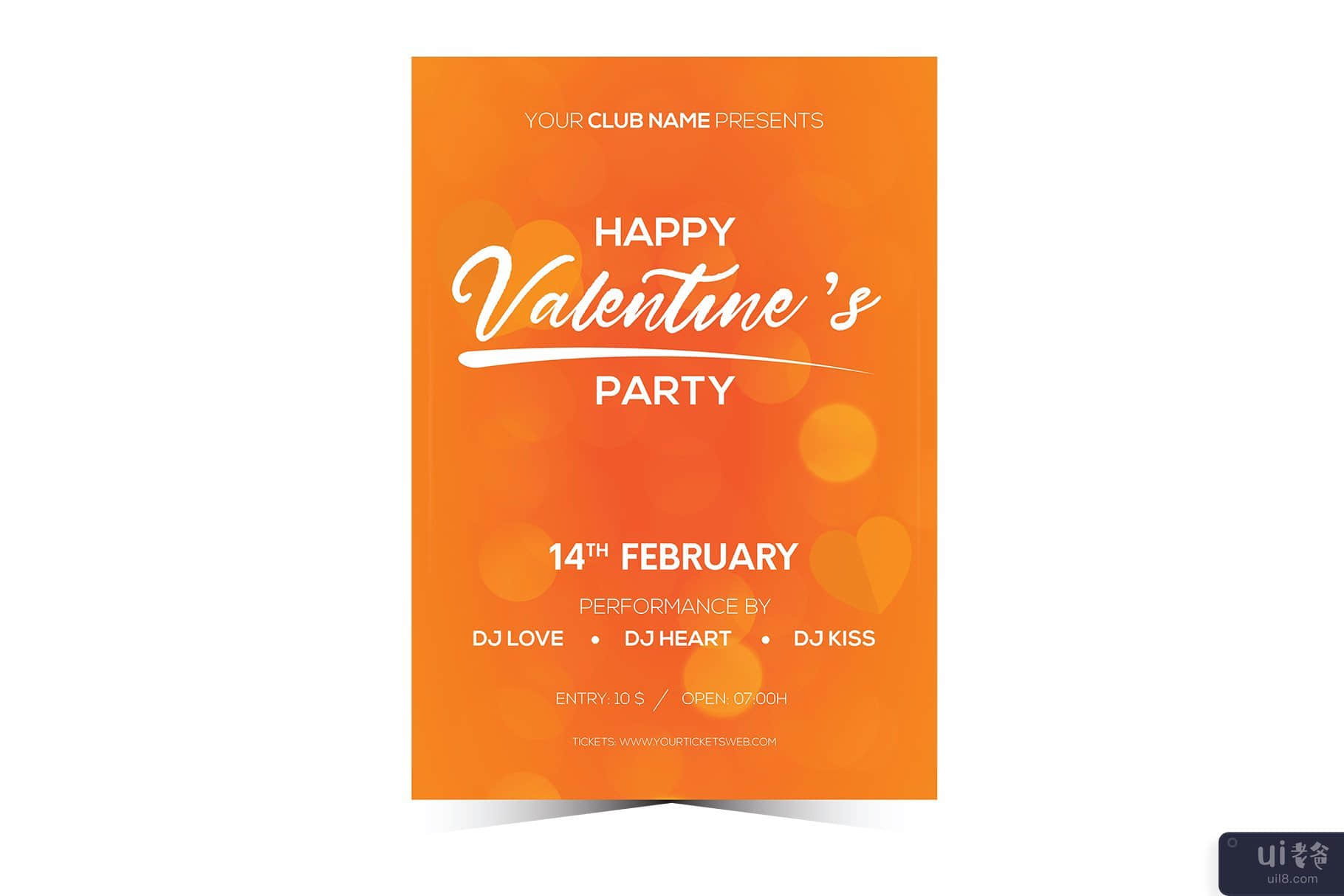 情人节派对传单 5 EPS 文件 2 月 14 日(Valentines Party Flyer 5 EPS Files 14th February)插图4
