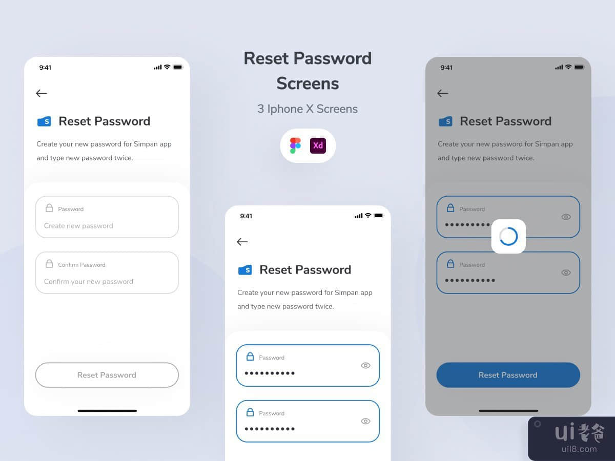 Reset Password Screens App UI