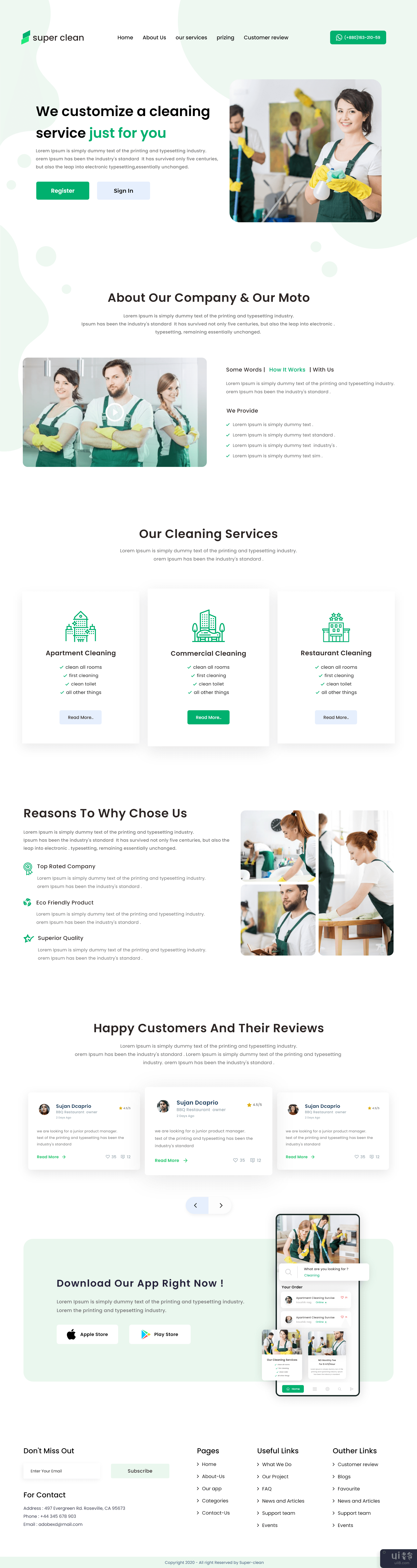 清洁网站_登陆页面设计(Cleaning Website_Landing page design)插图