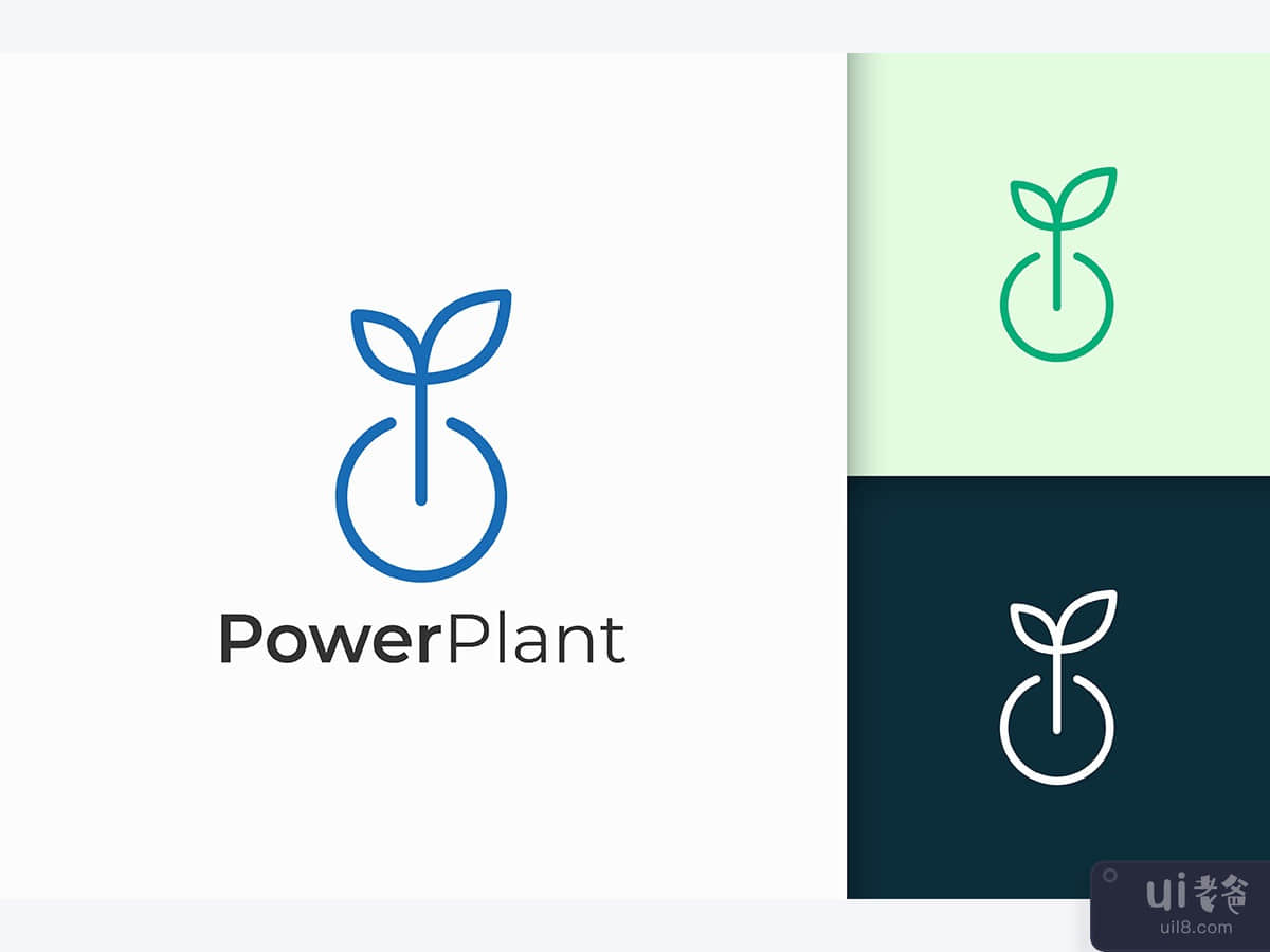 Combination Of Leaf Shape and Power For Technology Company