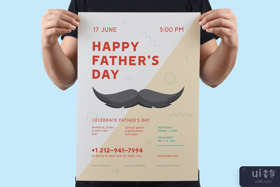 父亲节海报模板(Father's day Poster Template)插图1