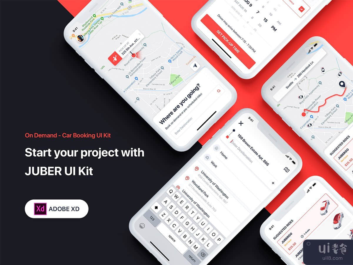 JUBER - Car Booking UI Kit for ADOBE XD