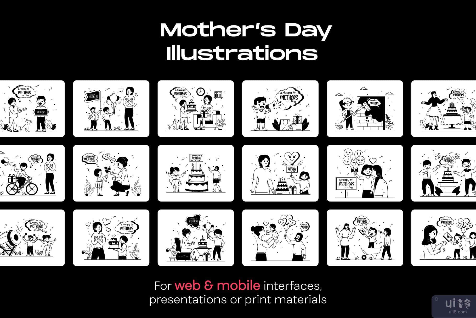 25 个母亲节插图(25 Mother’s Day Illustrations)插图6