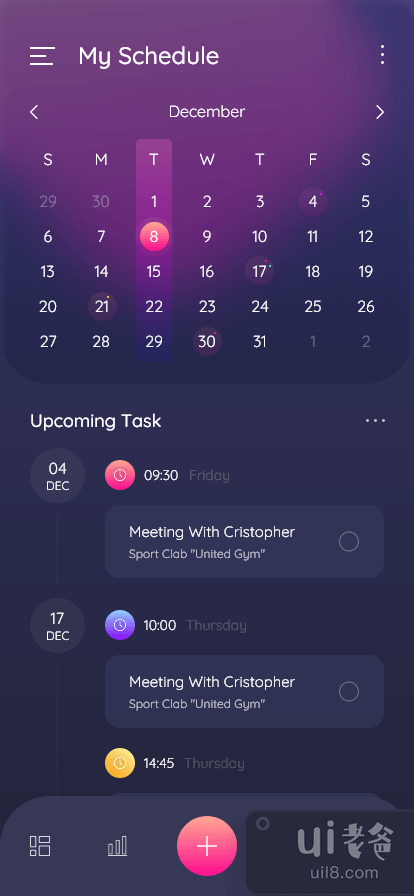 瑜伽应用概念 - 时间表和设置(Yoga App Concept - Schedule & Setting)插图1