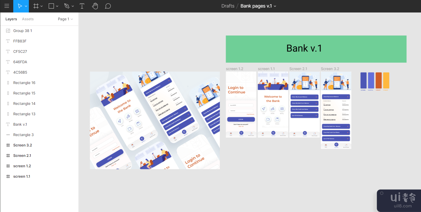 银行应用程序页面 v.1(Bank app pages v.1)插图