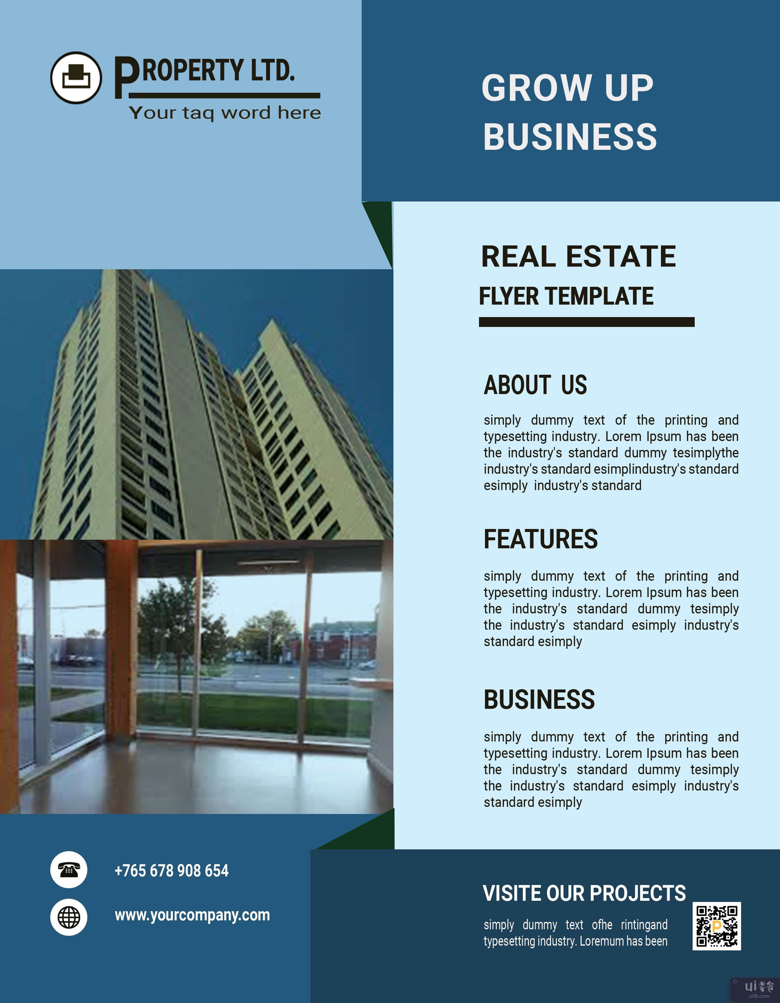 优雅的企业房地产传单模板(Elegant Corporate Real Estate Flyer Template)插图2