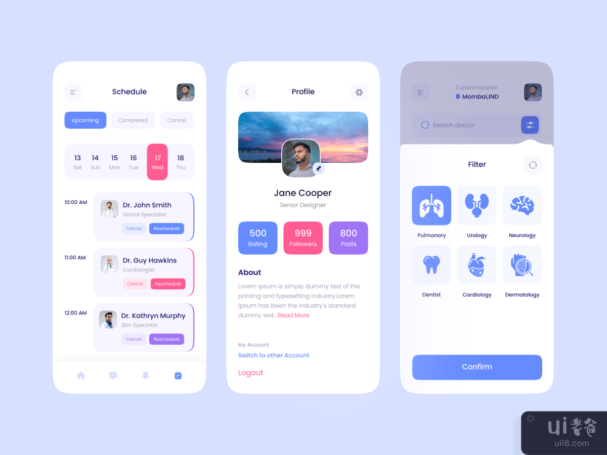 医生顾问手机应用程序 - iOS UI Kit(Doctor Consultant  Mobile App - iOS UI Kit)插图3