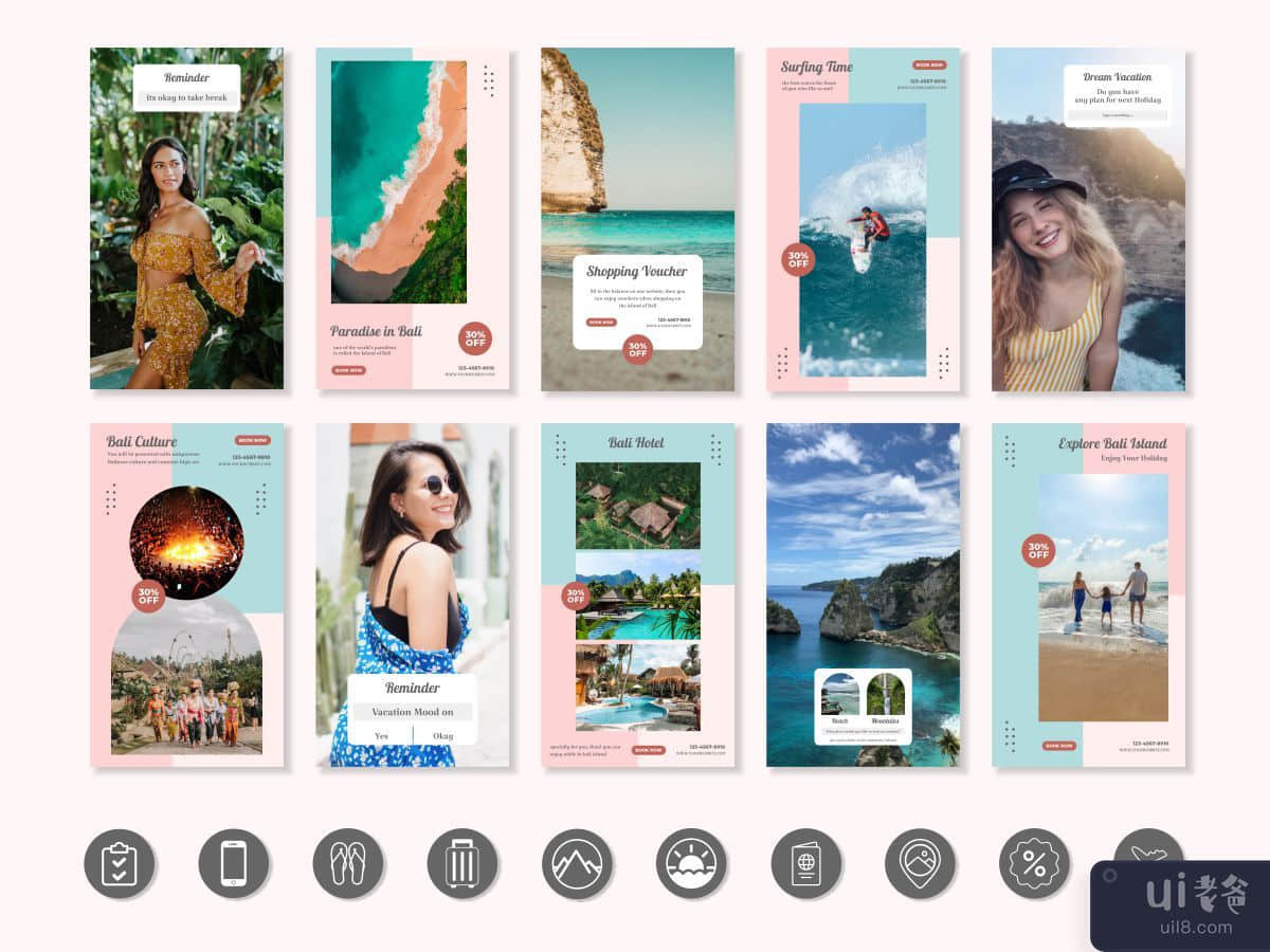 Instagram 订婚模板 - 假日旅游和旅行，假期(Instagram Engagement Template - Holiday Tour and Travel, Vacation)插图1