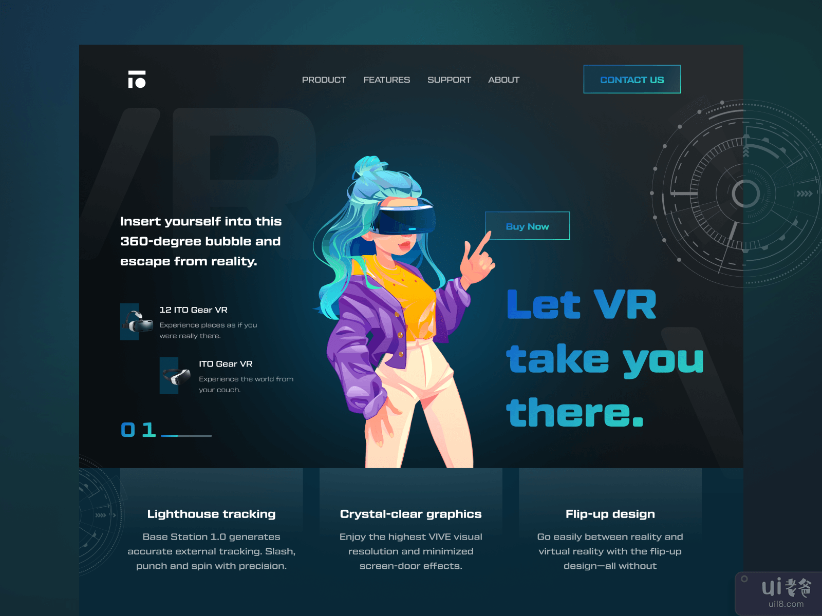 VR ( Virtual Reality ) Landing Page Design