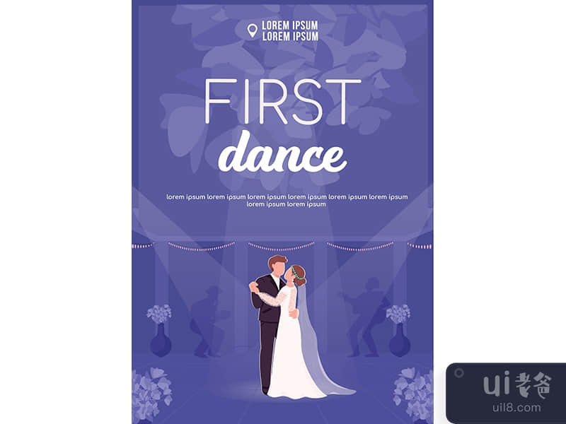 First dance poster flat vector template