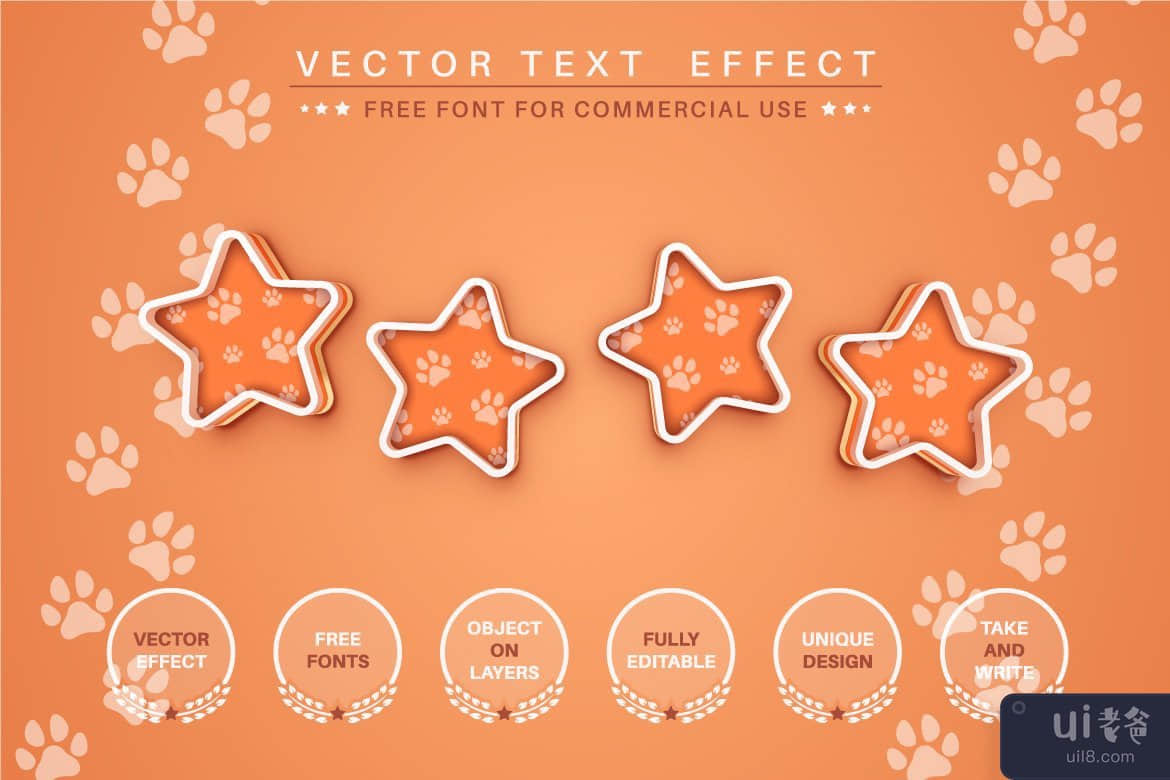 Fox 足迹 - 可编辑的文本效果、字体样式(Fox footprint - editable text effect, font style)插图