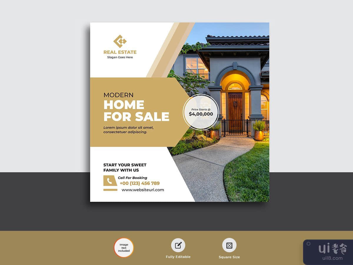 Real estate business agency web banner post template 