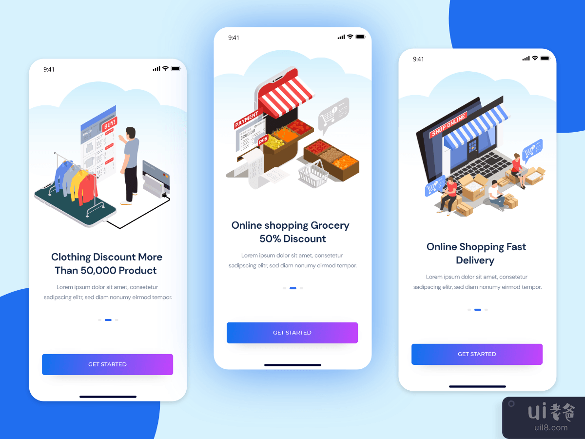 电子商务 入职屏幕 在线购物(ECommerce Onboarding screen Online Shopping)插图2