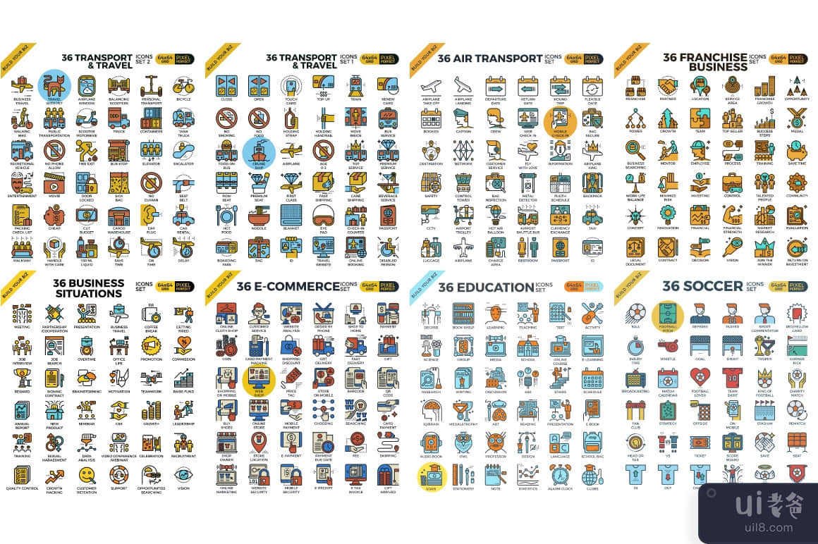 576个详细的颜色图标集合(576 detailed colour icons collection)插图