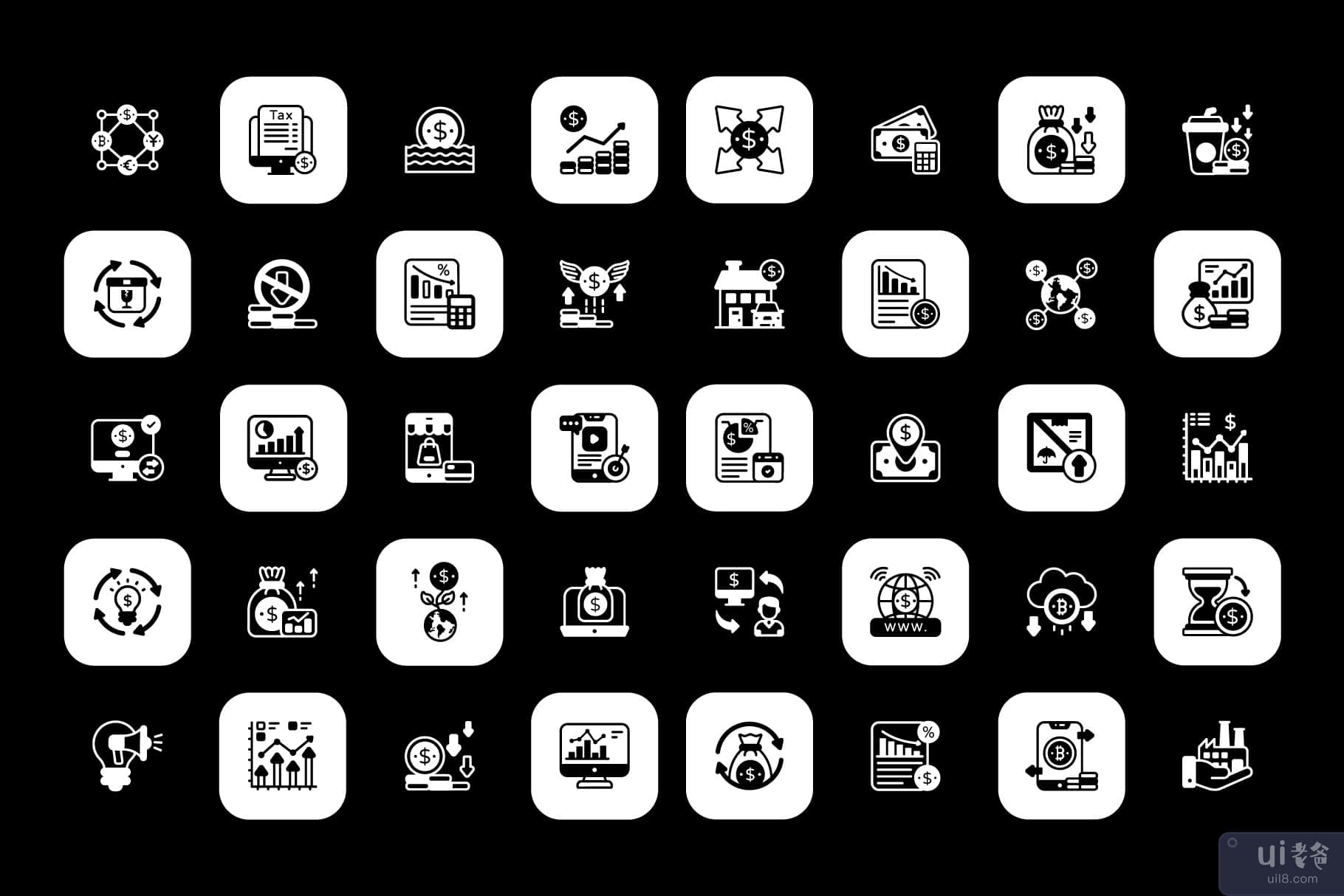 90 个经济实体图标(90 Economy Solid Icons)插图2