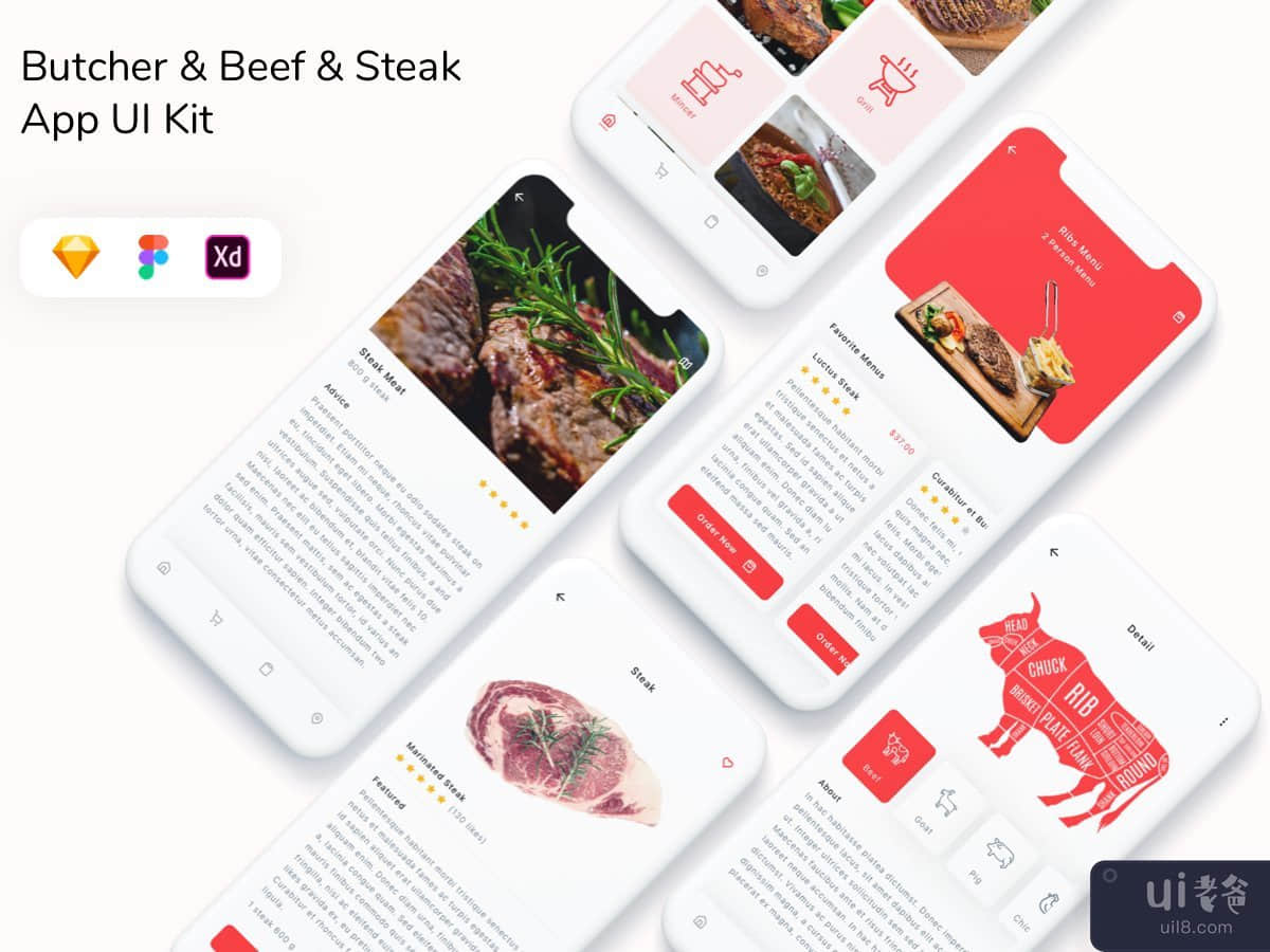 Butcher & Beef & Steak App UI Kit