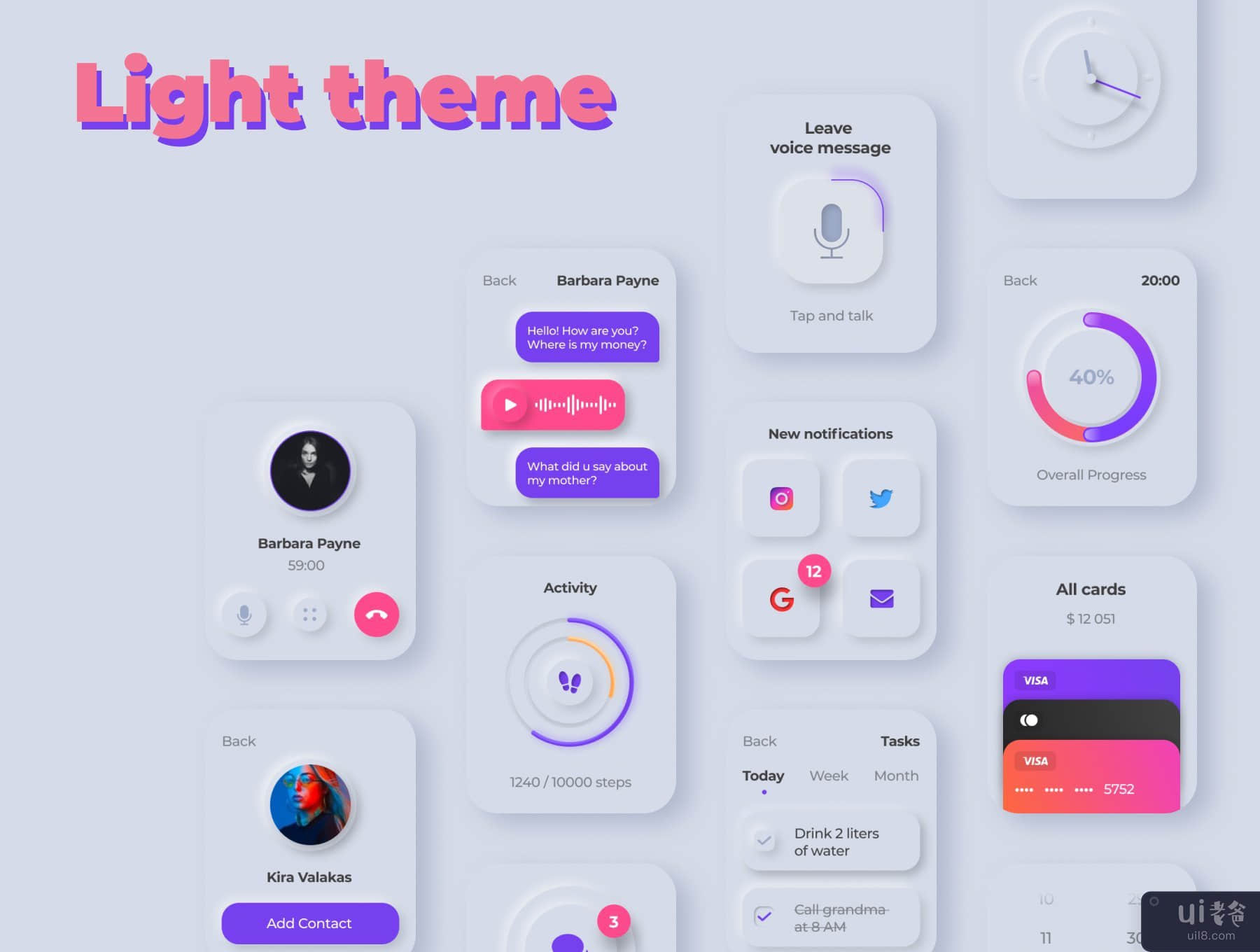 看我 |手表 UI 套件（灯）(Watch Me | Watch UI Kit (Light))插图