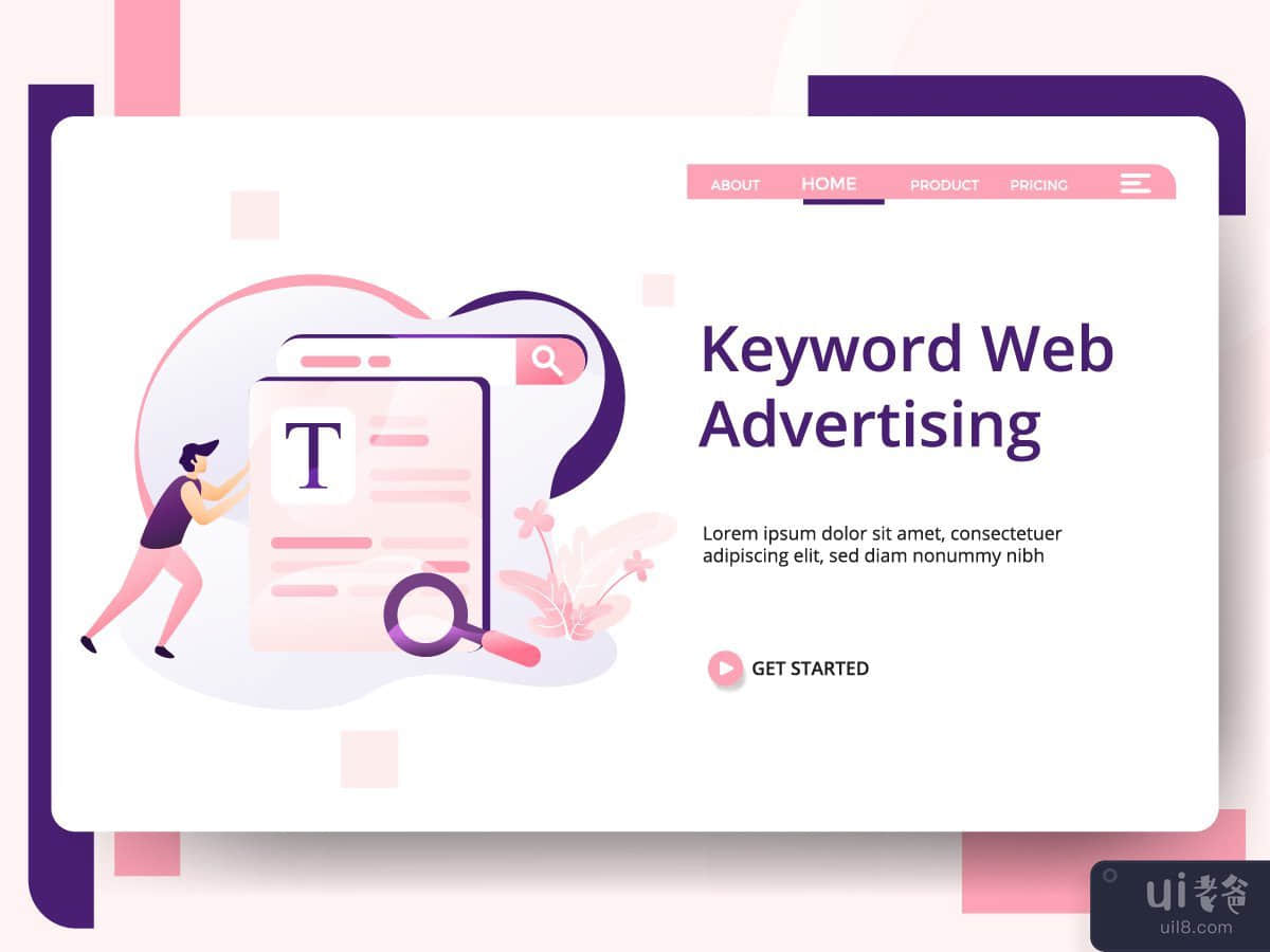 Keyword Web Advertising modern illustration vector