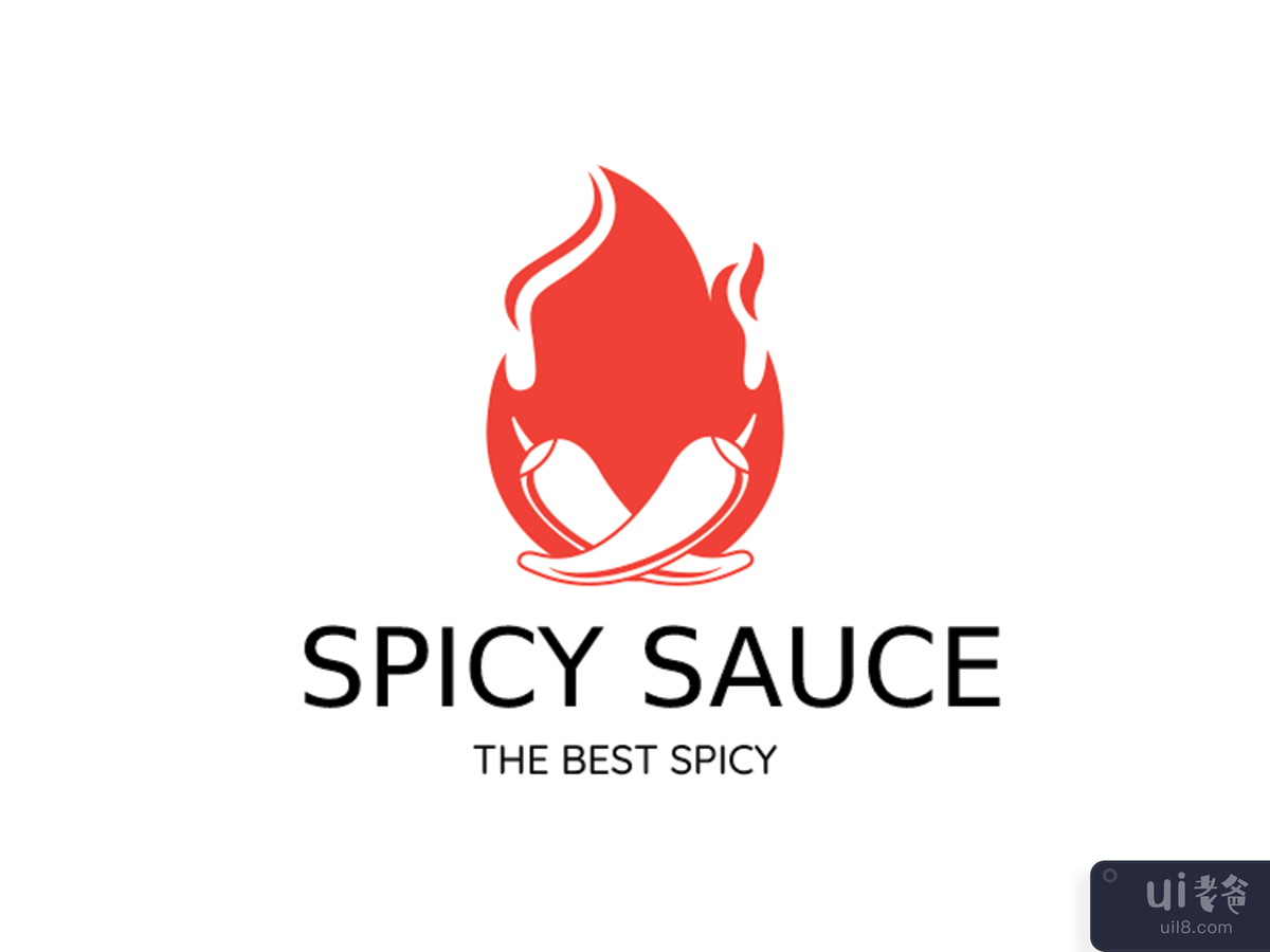 红色现代辣酱标志设计(Red Modern Hot Spicy Sauce Logo Design)插图
