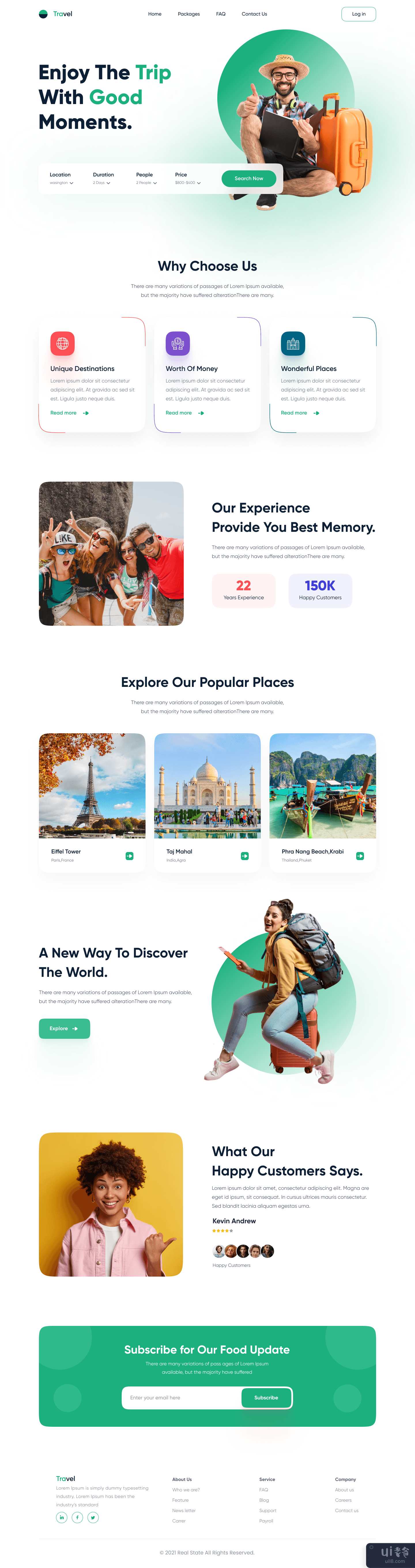 旅行登陆页面设计。(Travel Landing Page Design.)插图