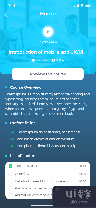 在线学习应用程序 UI 工具包 (Adobe XD)(Online Learning App UI Kit (Adobe XD))插图8