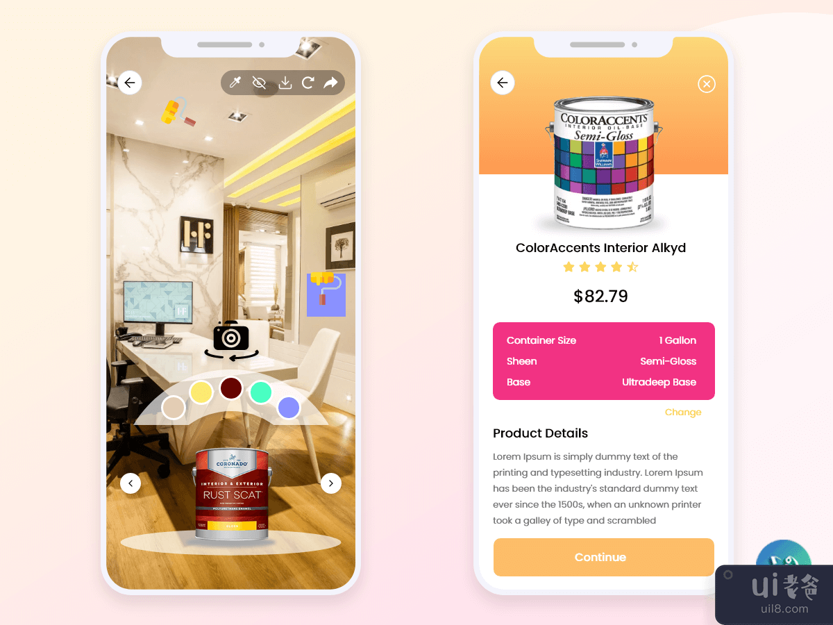 油漆和涂料解决方案服务预订移动应用程序 UI 套件(Paint and Coating Solution Service Booking Mobile App UI Kit)插图2