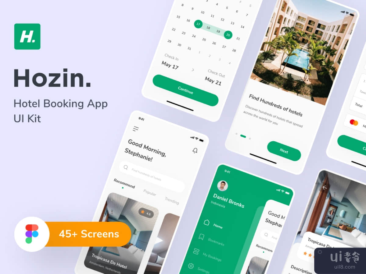 Hotel Booking App UI Kit (45+ Screens)