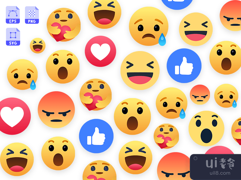 Facebook Reactions Icons Pack (EPS, SVG, PNG)