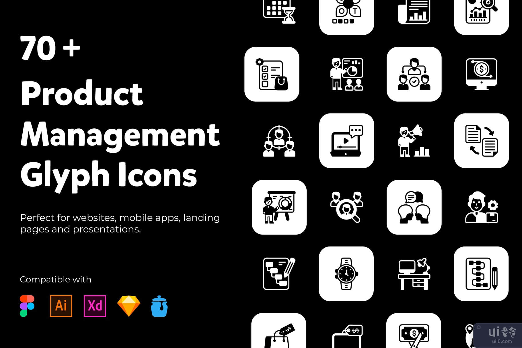 产品管理字形图标(Product Management Glyph Icons)插图1