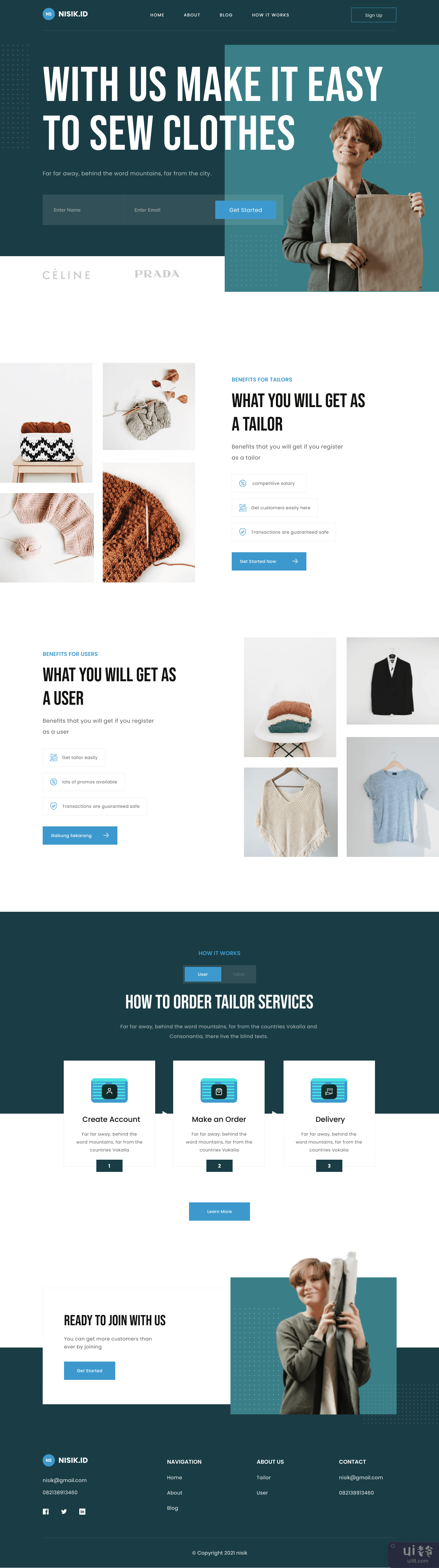 Nisik - 时尚登陆页面（深色模式）(Nisik - Fashion Landing Page (Dark Mode))插图