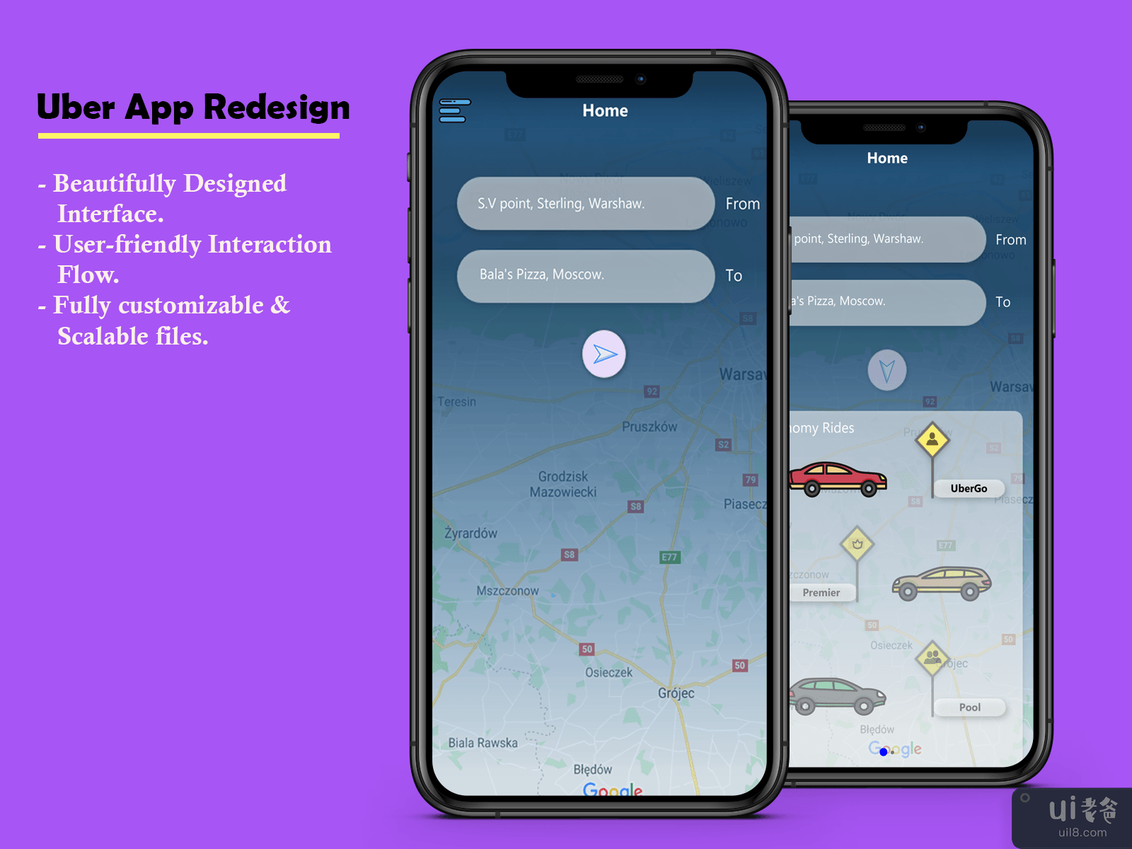 Uber App 重新设计 UI 套件(Uber App Redesign UI kit)插图1
