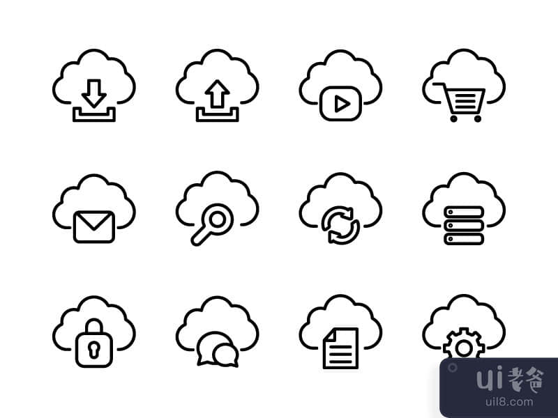 Cloud Computing Icon Set Outline